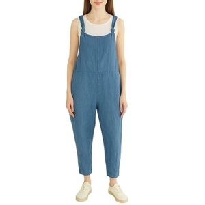 Epic Linen Jumpsuit with Adjustable Straps Blue Sz M/L Lightweight Sustainable